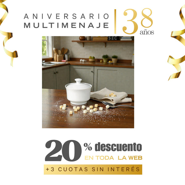 Azucarero Porcelana Blanca 300ml - Condor - Aniversario 38 años