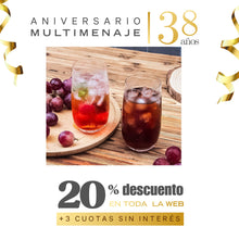 Vaso de Vidrio 500 ml 14,5x8x8 cm - Red Cherry - Aniversario 38 años