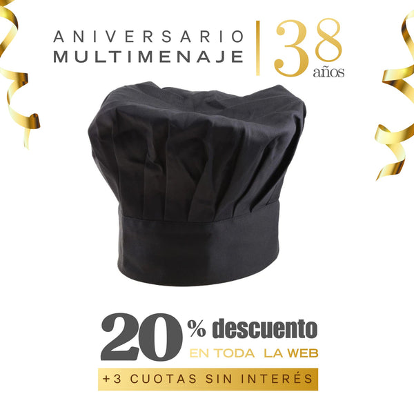 Gorro Chef Negro - Multimenaje - Aniversario 38 años