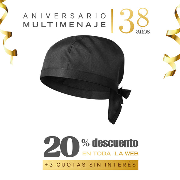 Bandana Chef Negra - Multimenaje - Aniversario 38 años