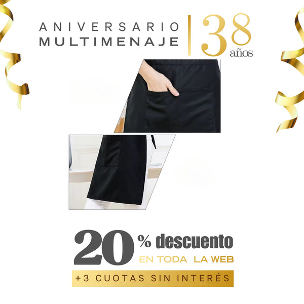 Mandil Negro 68x66 - Multimenaje - Aniversario 38 años