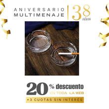 Cenicero Vidrio Redondo 10,5x3,5cm - Multimenaje - Aniversario 38 años