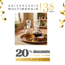 Botella Aceite Vidrio 190cc - Multimenaje - Aniversario 38 años