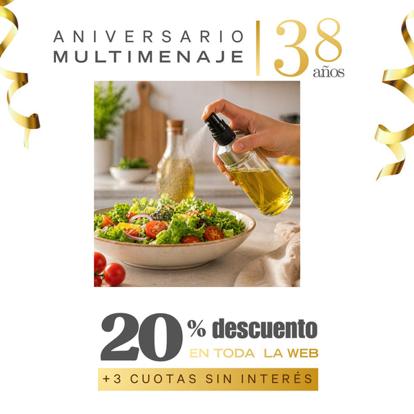 Botella Spray Aceite Vinagre Vidrio 170ml Multimenaje - Aniversario 38 años