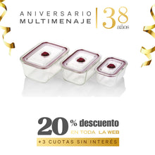 Set 3 Recipientes Herméticos de Vidrio Borosilicato con Tapa al Vacío (500 ml, 800 ml y 1.500 ml) - Jata - Aniversario 38 años