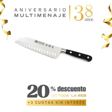 Cuchillo Santoku Forjado Acero Inoxidable Color Negro Hoja 17,5cm - Martínez y Gascón - Aniversario 38 años