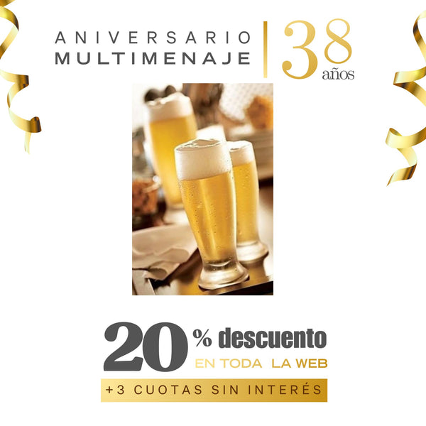 Vaso Cerveza Munich 300ml 17x6,5x6,5cm Nadir - Multimenaje - Aniversario 38 años