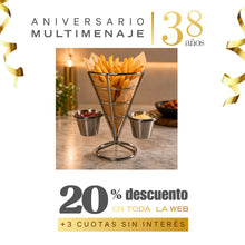Atril Con Depósitos Papas Fritas Acero Inoxidable 10x16 - Multimenaje - Aniversario 38 años