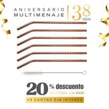 Set 6 Bombillas Acero Inoxidable Color Cobre 21 cm - Multimenaje - Aniversario 38 años