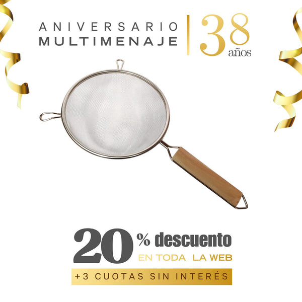 Colador Malla Fina 16cm - Multimenaje - Aniversario 38 años