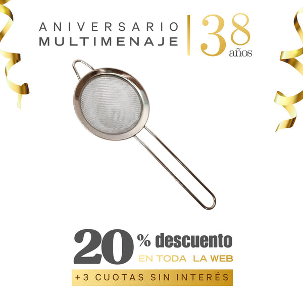 Colador Malla Inox. 8cm - Multimenaje - Aniversario 38 años