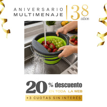 Colador Plegable de Silicona con Recipiente 28,5x24,5 cm - Multimenaje - Aniversario 38 años