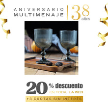 Copa Vino Estriada Vidrio Gris 350ml 16x9x9cm - Multimenaje - Aniversario 38 años