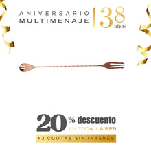 Cuchara Bar Con Tenedor Acero Inoxidable Color Cobre 30cm - Multimenaje - Aniversario 38 años