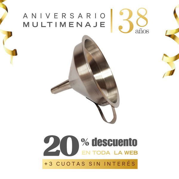 Embudo Con Rejilla De Acero Inoxidable 12cm - Multimenaje - Aniversario 38 años