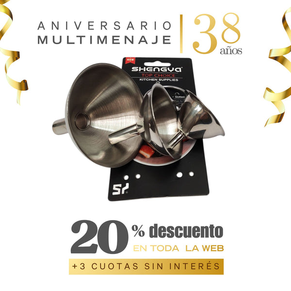 Embudos 3 Piezas 4,5 - 5,5 - 7,5cm - Multimenaje - Aniversario 38 años