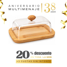 Mantequillera con Tapa Acrílica y Base de Bambú 19x12,5 cm - Multimenaje - Aniversario 38 años