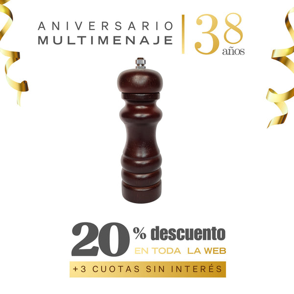 Pimentero Salero Madera Oscura 16x5 - Multimenaje - Aniversario 38 años
