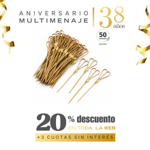 Pinchos para Cóctel Corazón de Bambú 12 cm Set 50 Unidades - Multimenaje - Aniversario 38 años
