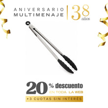 Pinza de Cocina Acero Inoxidable con Silicona Negra 40 cm - Multimenaje - Aniversario 38 años