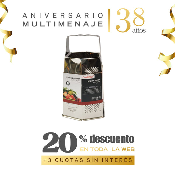 Rallador Inox. 6 Caras 22,5x14 - Cookstyle - Aniversario 38 años