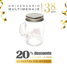 Salero Vidrio Con Asa Tapa Inox. 5x8 - Multimenaje - Aniversario 38 años