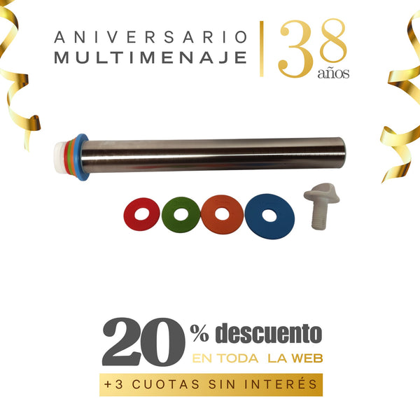 Uslero Ajustable Acero Inoxidable con 4 Anillos 43cm - Multimenaje - Aniversario 38 años