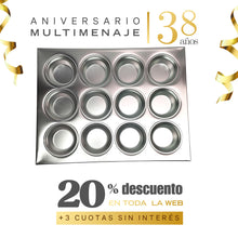 Bandeja Aluminio 12 Moldes Queque 36x28x3cm - Multimenaje - Aniversario 38 años