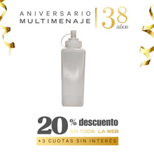 Botella Para Salsas Cuadrada Transparente 1000ml - Multimenaje - Aniversario 38 años