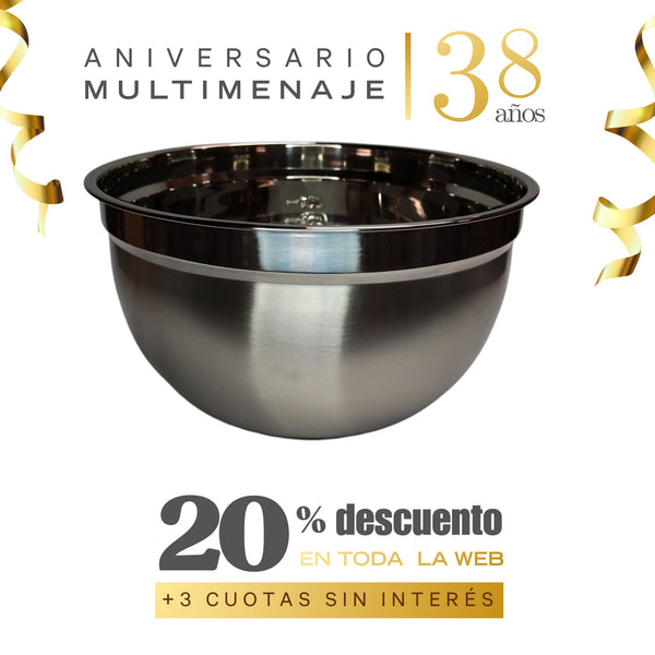 Bowl Inox. Base Silicona 28cm - Multimenaje - Aniversario 38 años