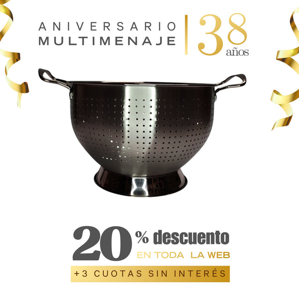 Colador Inox. Con Asas 25,5cm - Multimenaje - Aniversario 38 años