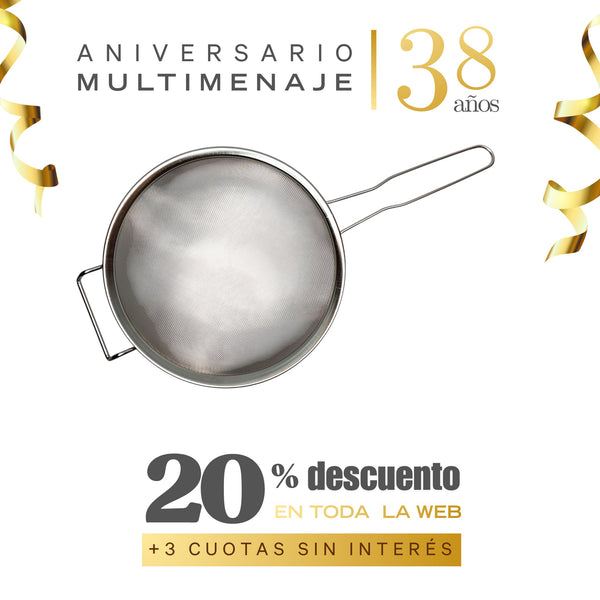 Colador Malla Con Soporte Inox. 28,5cm - Multimenaje - Aniversario 38 años