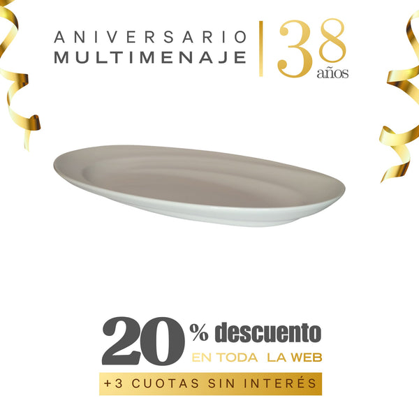 Fuente Oval Porcelana Blanca 50x29cm - Multimenaje - Aniversario 38 años