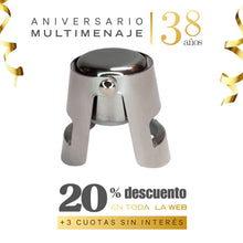 Tapón Botella Espumante Acero Inoxidable Color Plateado 12,5cm - Multimenaje - Aniversario 38 años
