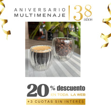 Vaso Para Café Ondulado Doble Pared De Vidrio Borosilicato 7x8cm - Multimenaje - Aniversario 38 años