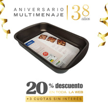 Asadera Rectangular Honda Antiadherente Grafito 39,5x28,6x6,6cm - Brinox - Aniversario 38 años