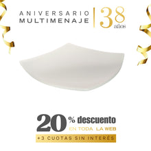 Plato Cuadrado Porcelana Blanca 17,5cm - Multimenaje - Aniversario 38 años