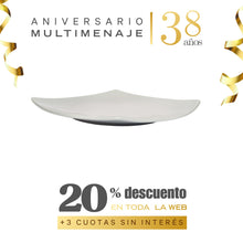 Plato Cuadrado Porcelana Blanca 24cm - Multimenaje - Aniversario 38 años