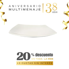 Plato Cuadrado Porcelana Blanca 27cm - Multimenaje - Aniversario 38 años