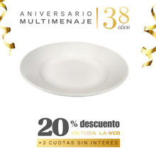 Plato Hondo Porcelana Blanca 23cm - Multimenaje - Aniversario 38 años