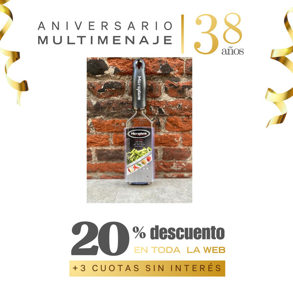 Rallador Extra Grueso Queso y Verduras Acero Inox. Antideslizante Negro 31x6,5cm - Microplane - Aniversario 38 años