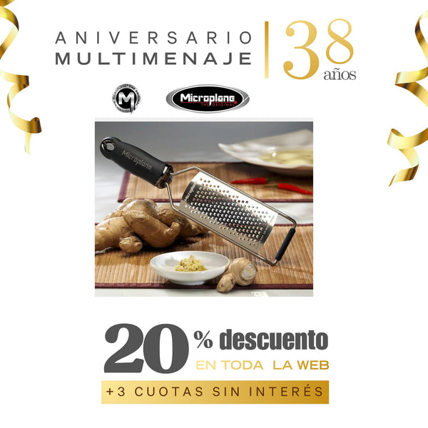Rallador Grueso Queso Y Verduras Acero Inox. Antideslizante Negro 31x6,5cm - Microplane - Aniversario 38 años