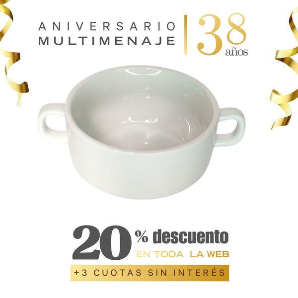 Taza Consomé Porcelana Blanca 10cm - Multimenaje - Aniversario 38 años