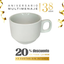 Taza Té Porcelana Blanca 250cc - Multimenaje - Aniversario 38 años